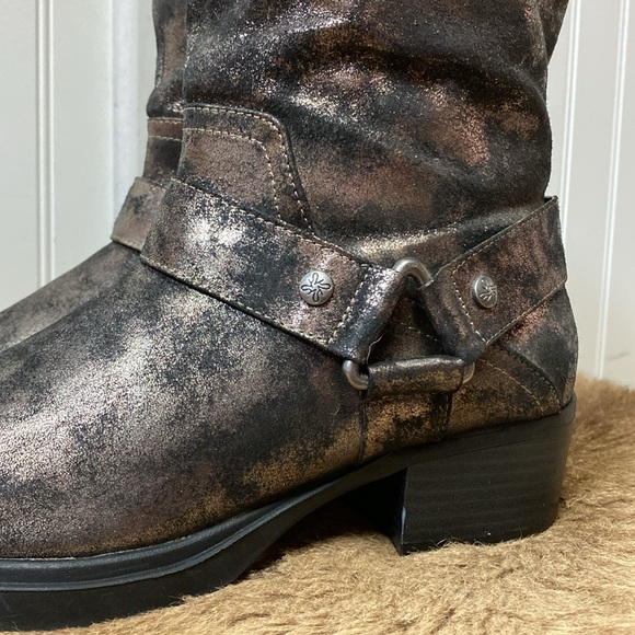 Simply Vera Metallic Biker Moto Boots 8 Punk Goth - Picture 5 of 10